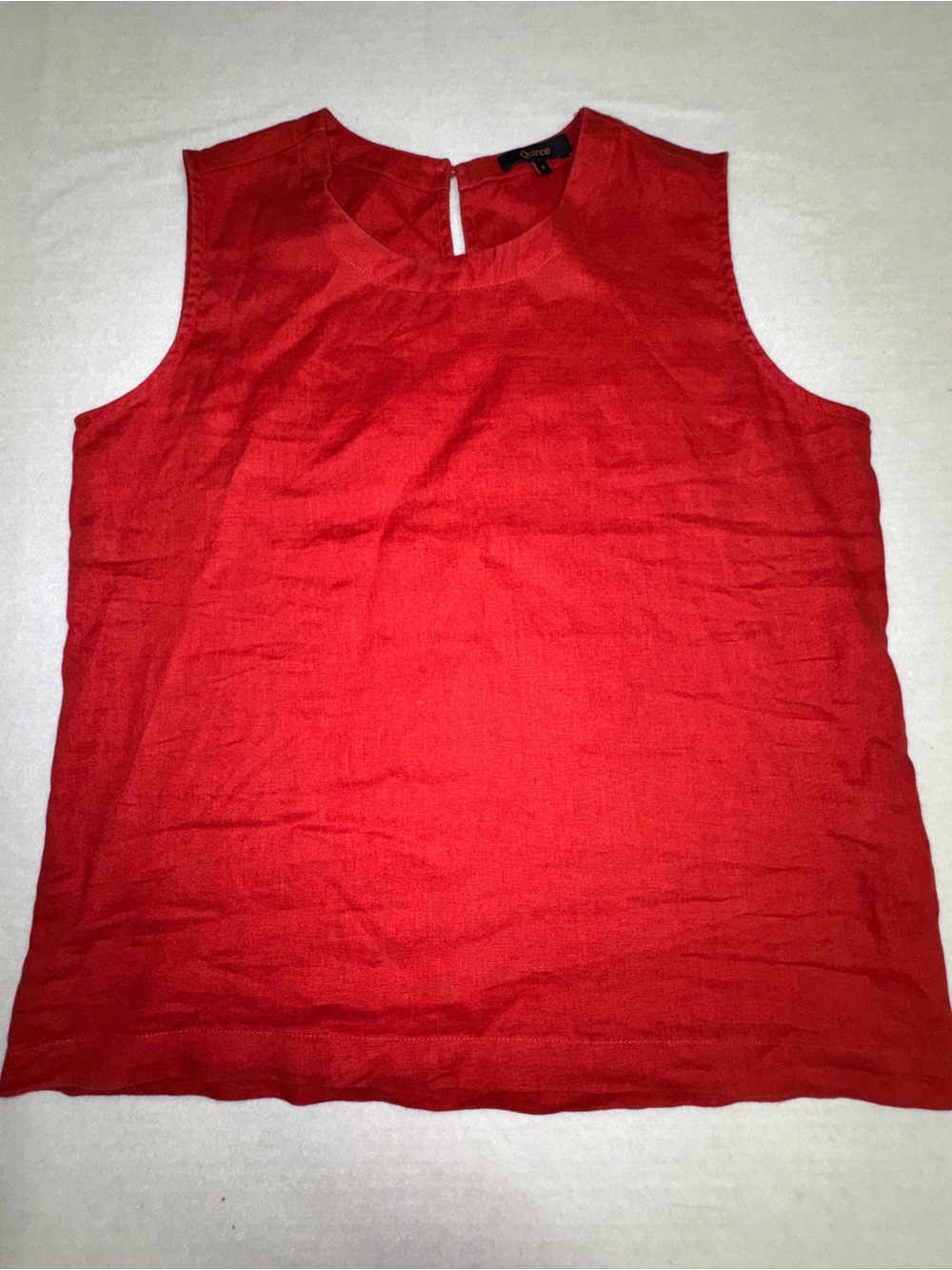 Quince Red Sleeveless Linen-Blend Tank Top
